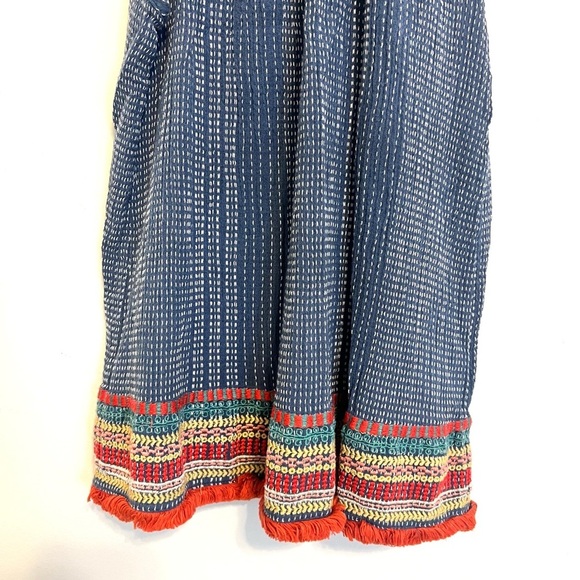 2/$30 THML - Blue & Red Embroidered Sleeveless Blouse | Size S - Picture 4 of 8